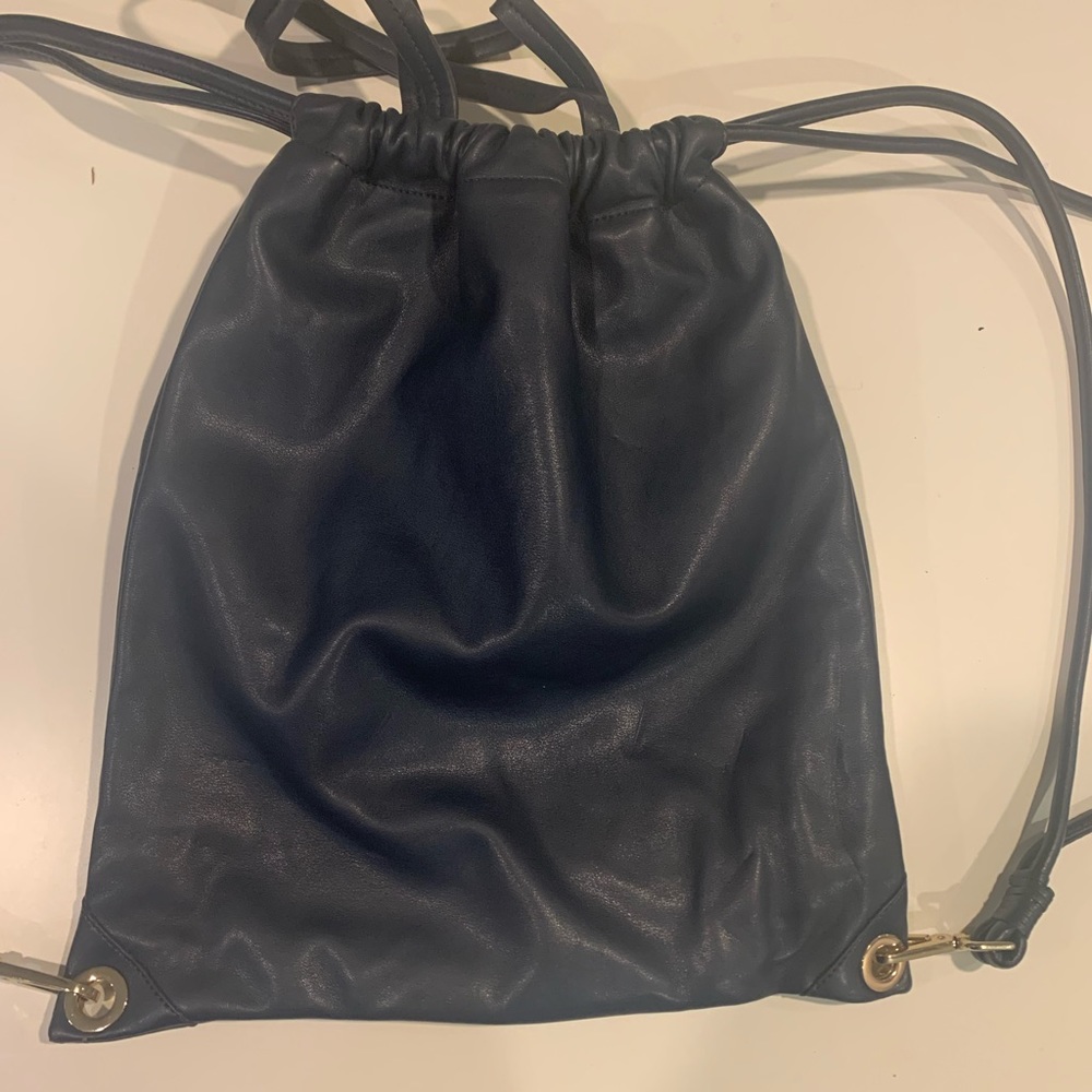 Zara Blue Faux Leather String Backpack